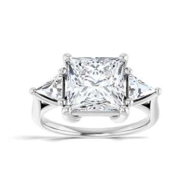 Princess Cut Three Stone Engagement Ring Setting in 14K White Gold