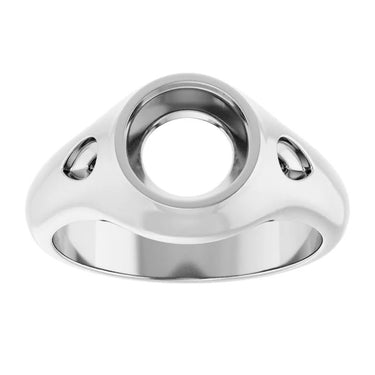 14K White Gold Round Three Stone Engagement Ring Mounting