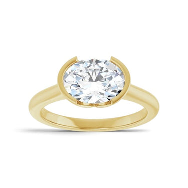 14K Yellow Gold Oval Solitaire Engagement Ring Mounting